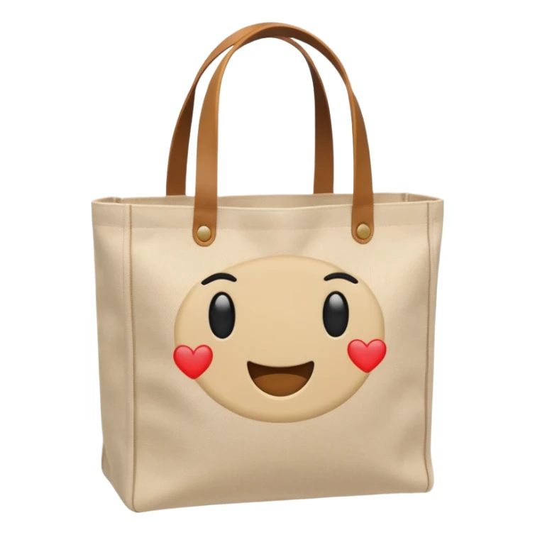 generate an ios genmoji of tote bag beige sticker