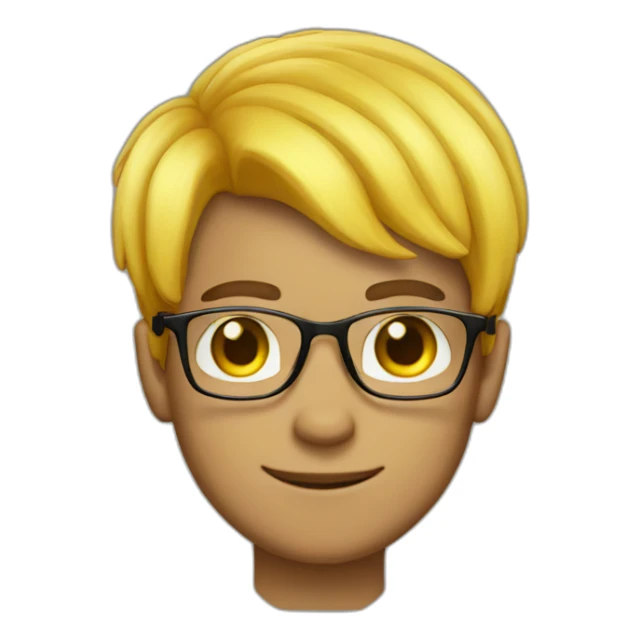 mashroomhair boy with glasses yellow sticker