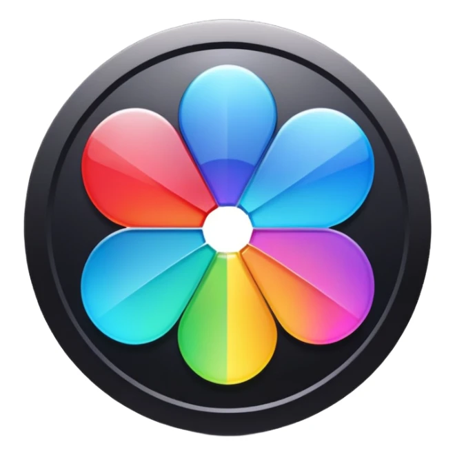 Davinci resolve "Color managment" shape, glossy iconm (rainbow colors) sticker
