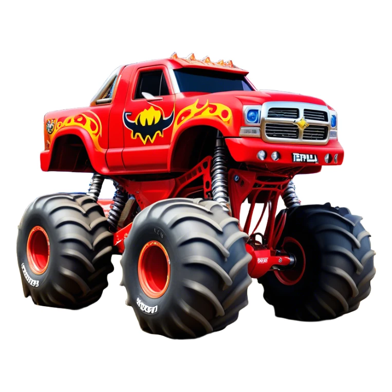 El Toro Loco - Monster Jam (Model Year: 2022) (Iconic colour: Red with horns) - An eye-catching monster truck with a wild, rebellious design in bold red. Include stylized, large horn graphics and aggressive facial elements that evoke a bull-like, ferocious appearance, exuding daring and unstoppable force. sticker