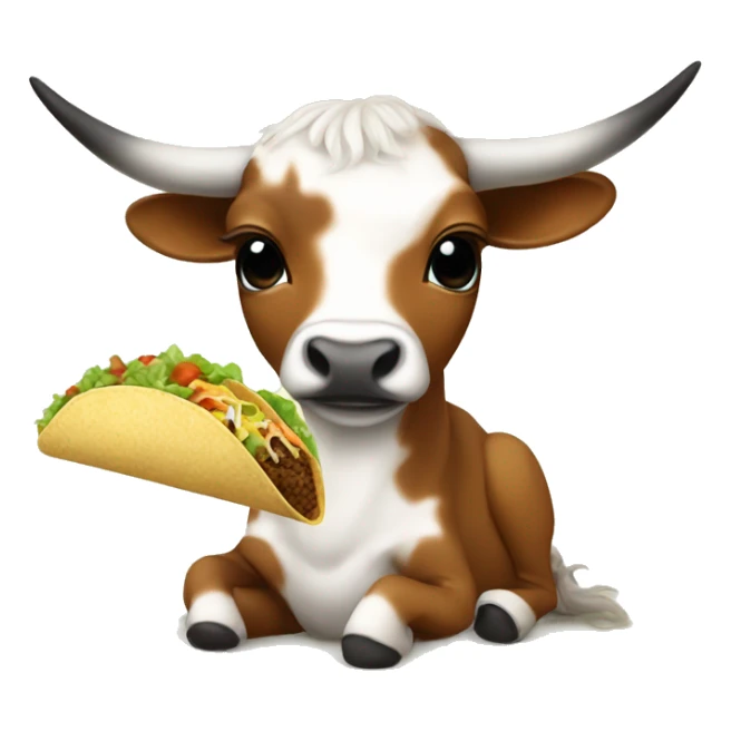 baby longhorn eating taco   sticker