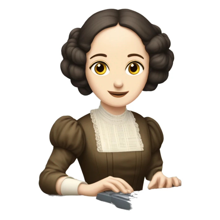 historical figure Ada Lovelace typing on a computer keyboard in 1843 sticker