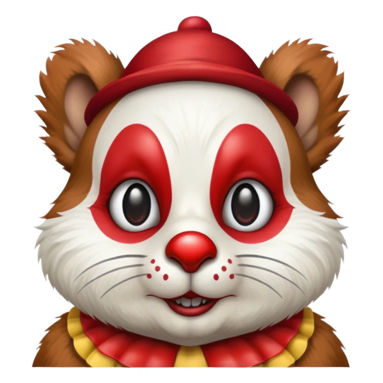 a squirrel dressed as a sad clown with a scar down one eye sticker