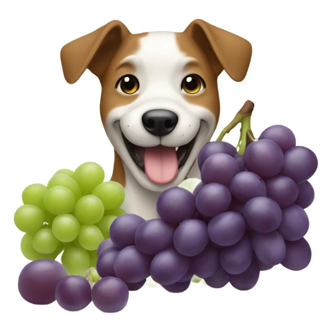 Dog eating grapes sticker
