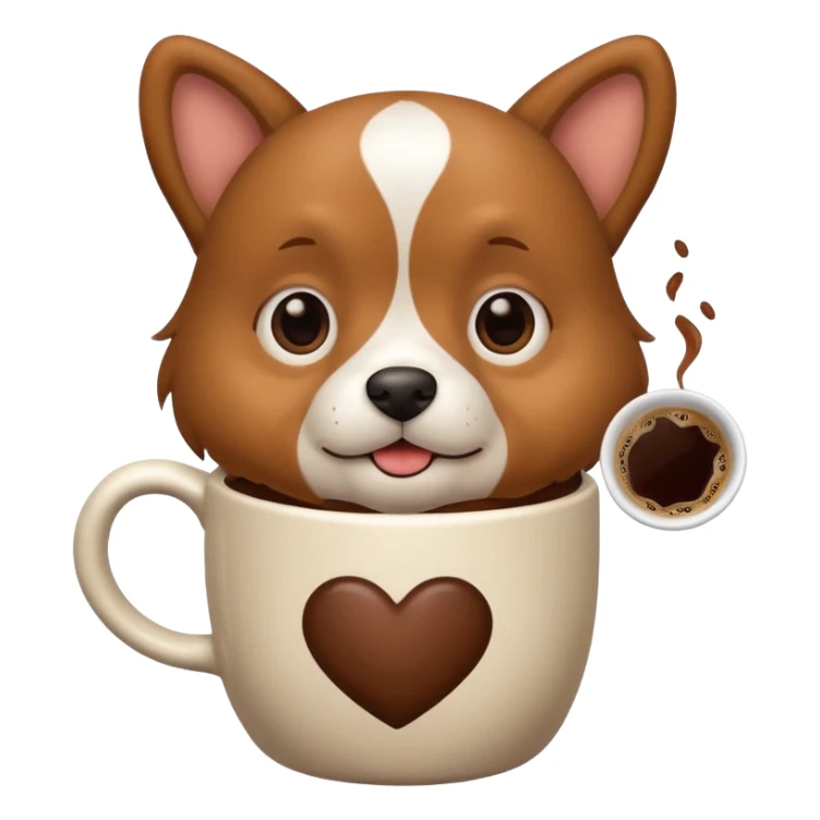Dog with a cup of coffee sticker