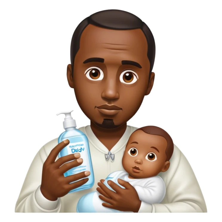 p diddy holding baby oil sticker