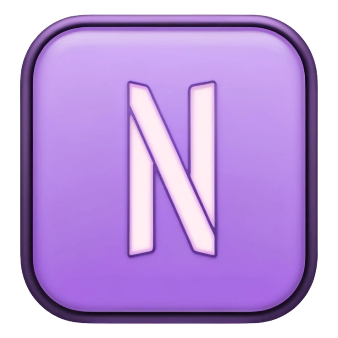 Netflix aesthetic "N" logo in pastel purple with illuminated outline sticker