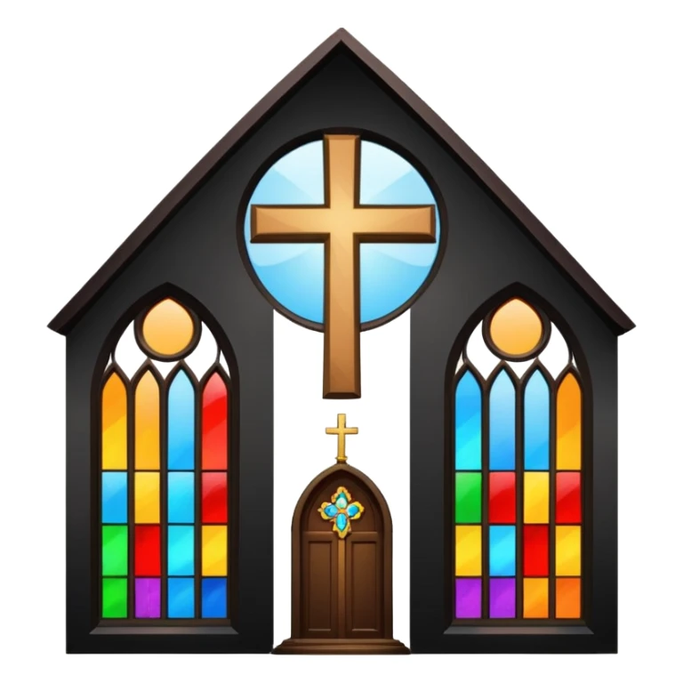 Catholic church with cross and colourful glass windows sticker
