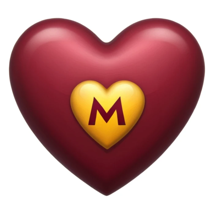 Corazón vinotinto con una m en el centro que se unica sticker