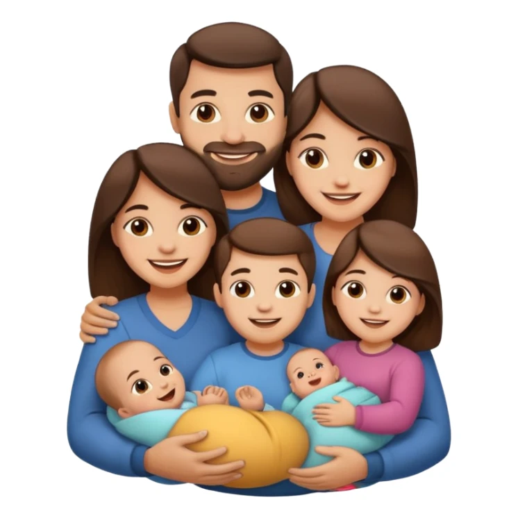 brown family with mom dad daughter son and baby sticker