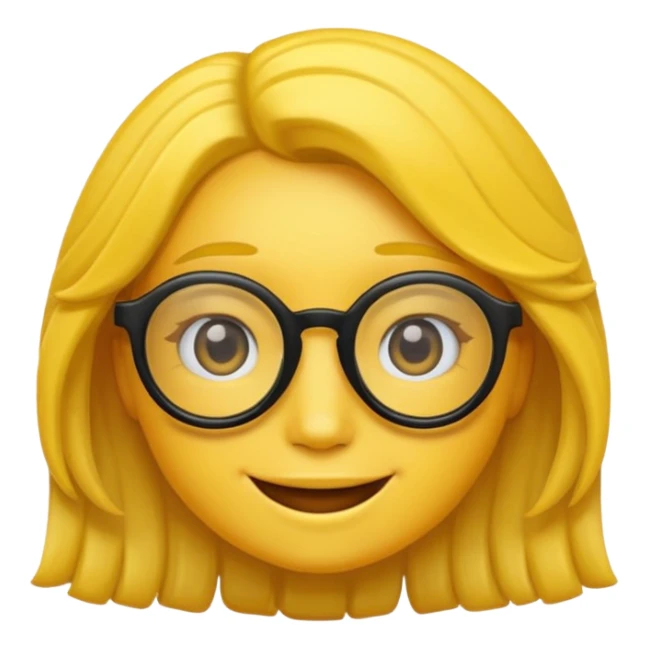 Realiza un emoticon amarillo sonriente, con lentes oscuros y cabello rizado negro sticker
