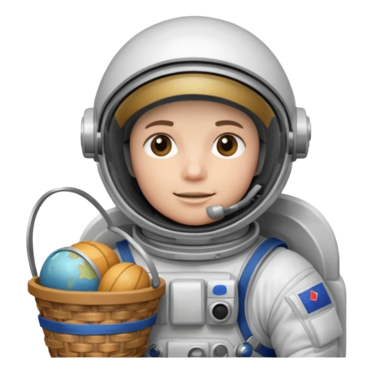 astronauta con casco cerrado, con canasta vacía sticker