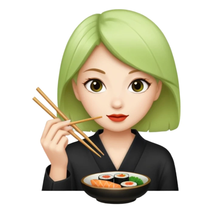 girl eating sushi  sticker