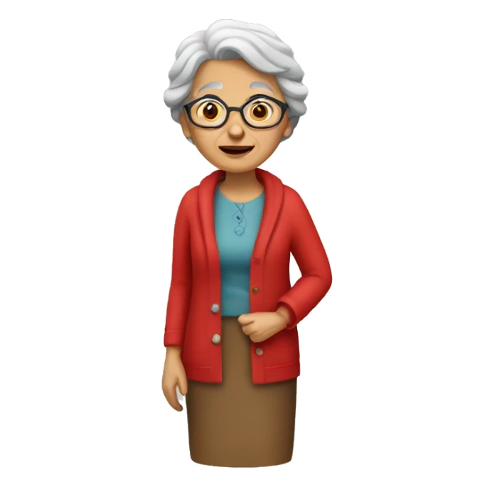 Old woman with red cardigan sticker