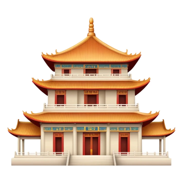 Chinese temple building, soft natural colors, standard emoji appearance sticker
