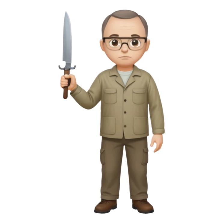 Carl from Sling Blade, standing, entire body visible, detailed face, 3/4 angle sticker