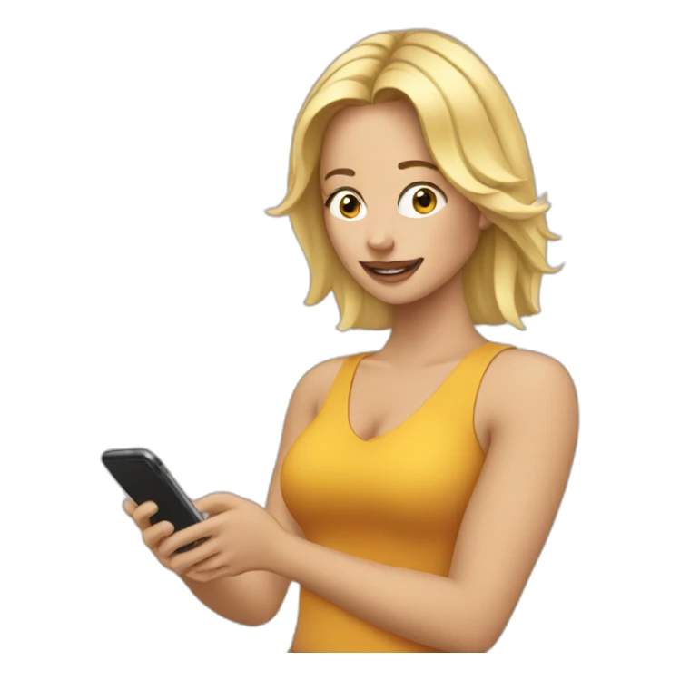 blonde woman on her phone doing durf sticker