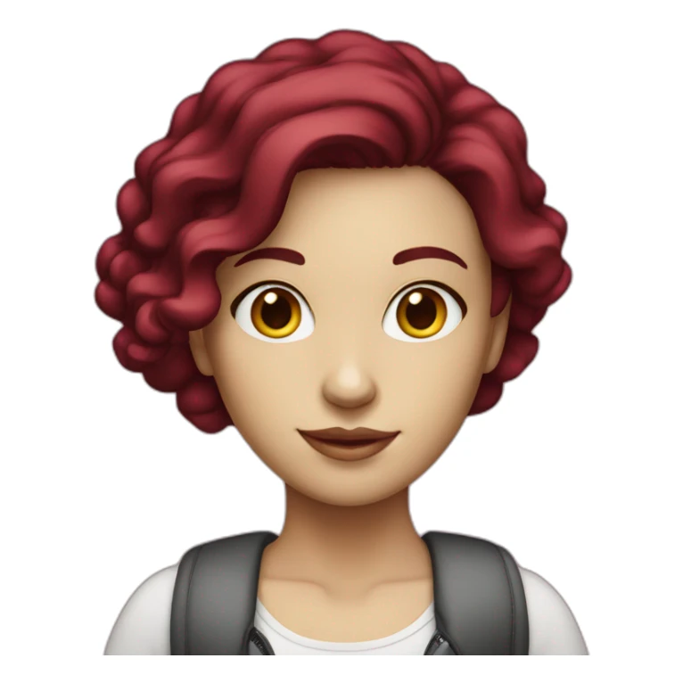 Girl burgundy hair,white skin with macbook sticker