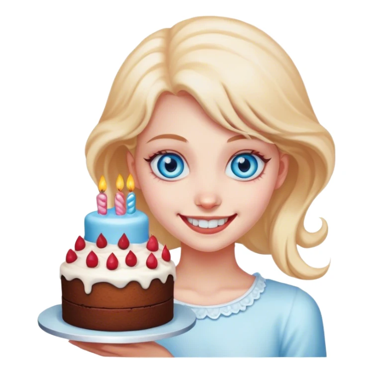 smiling girl with creepy cake blue eyes sticker