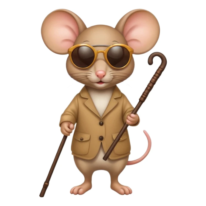 blind mouse with sunglasses and walking stick, walking sticker