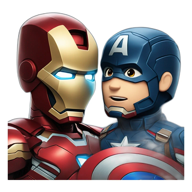 Iron man et captain america entrain de se faire un bisou sticker
