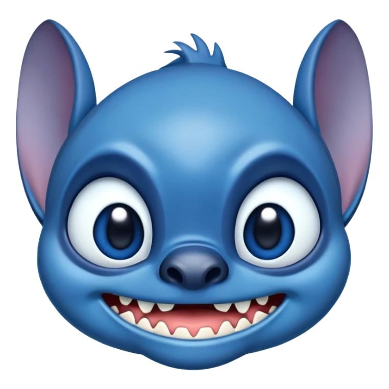 blue alien Stitch face from Lilo and Stitch with big eyes and sharp teeth sticker
