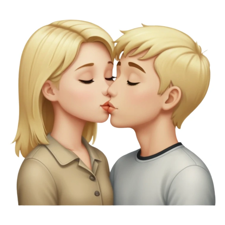 short blonde girl kiss tall blonde boy sticker