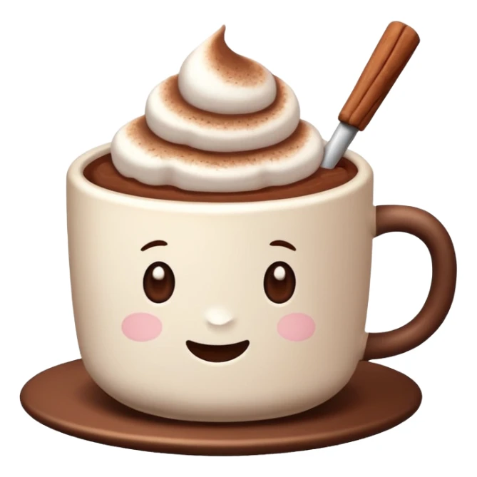cup of cocoa with marshmallows, no face sticker