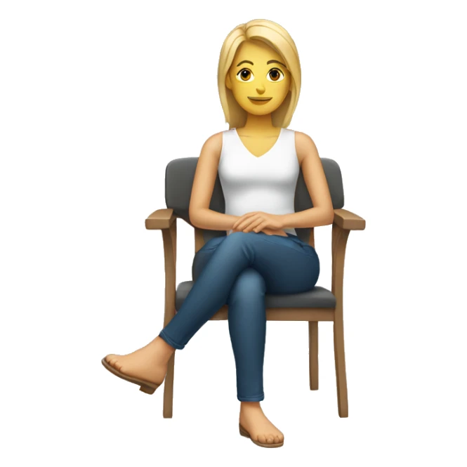 white woman sitting down on a chair sticker