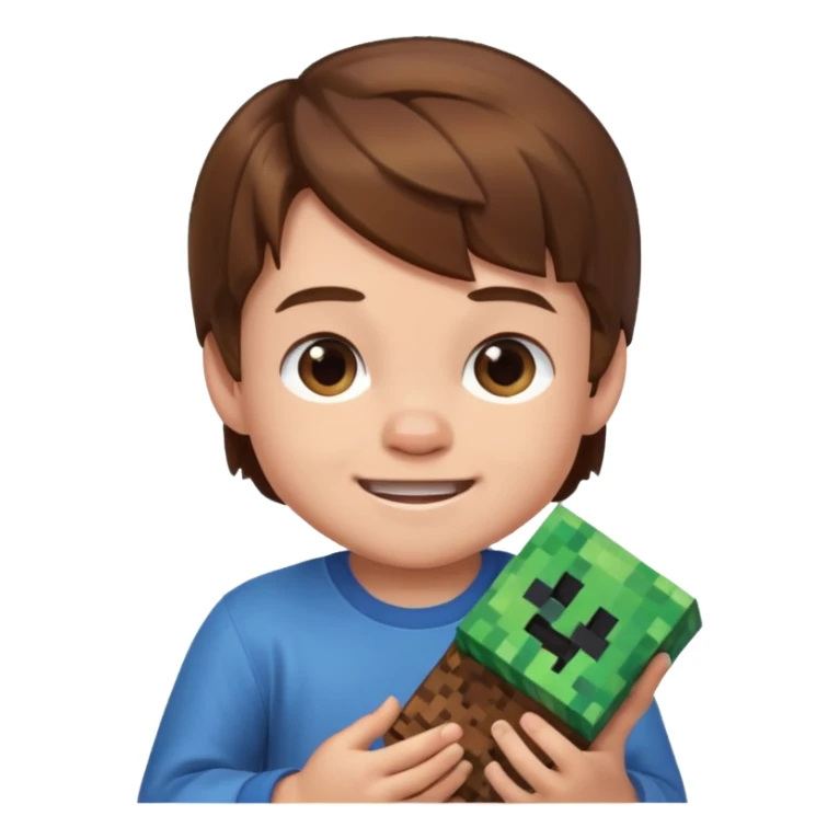 Baby boy with brown hair playing Minecraft  sticker