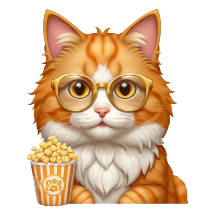 cat with with rapper popcorn with opticals sticker