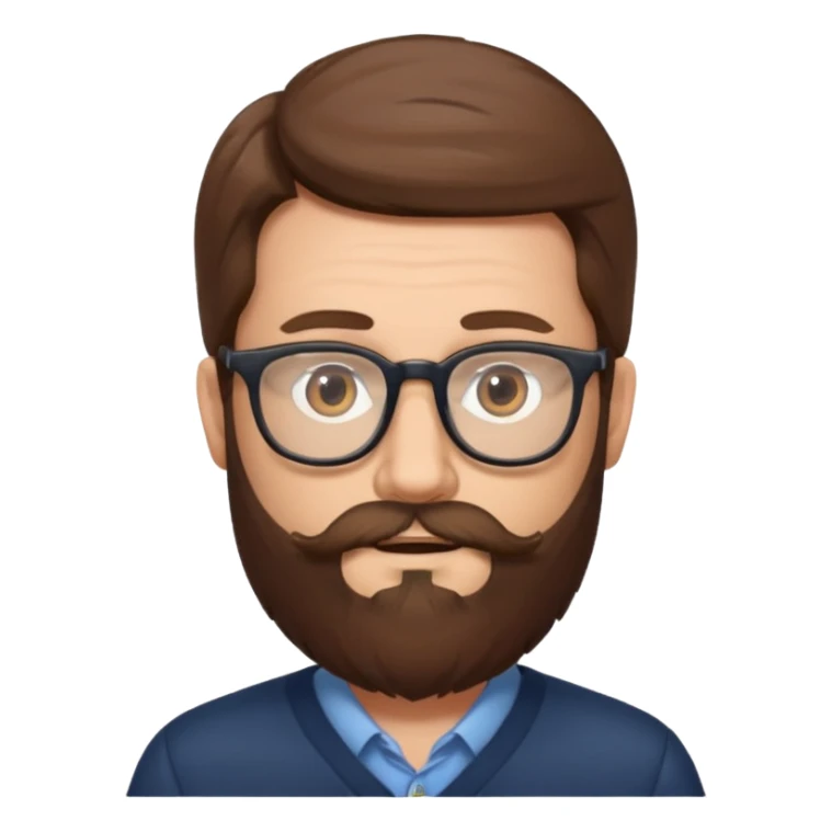 HOMME CHEVEUX BRUN LONGUE BARBE LUNETTE sticker