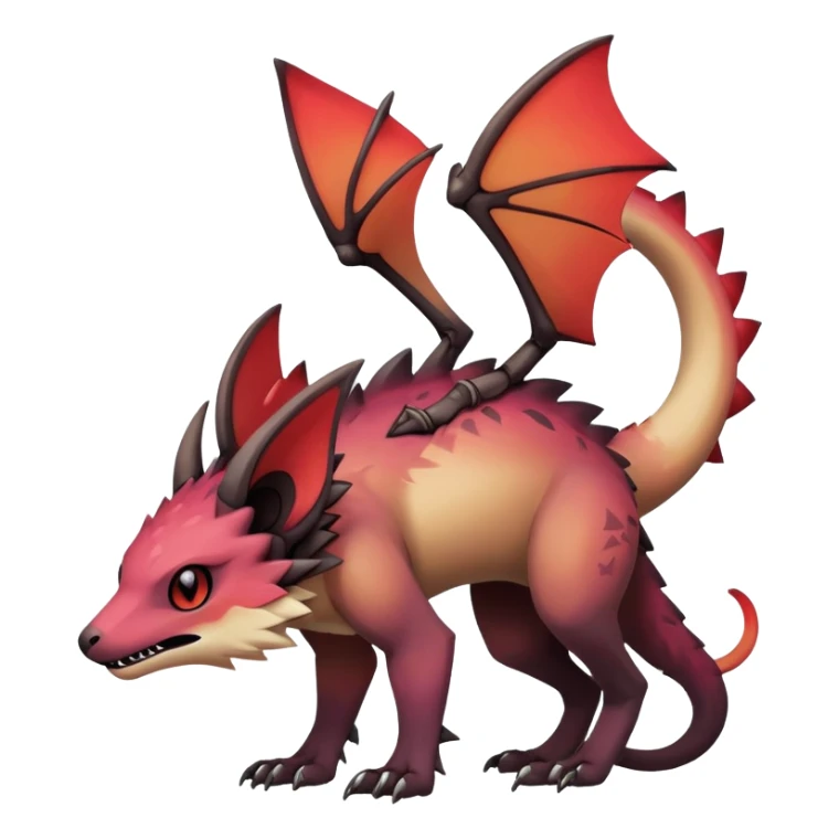 Gothic reddish Dark bright warm-gradient edgy exotic anthropomorphic painted Fakémon-Pokémon-Trico-Vernid-creature sticker