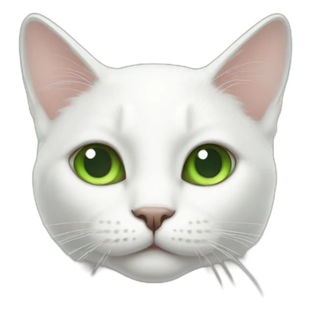 White cat with green ear and nose sticker
