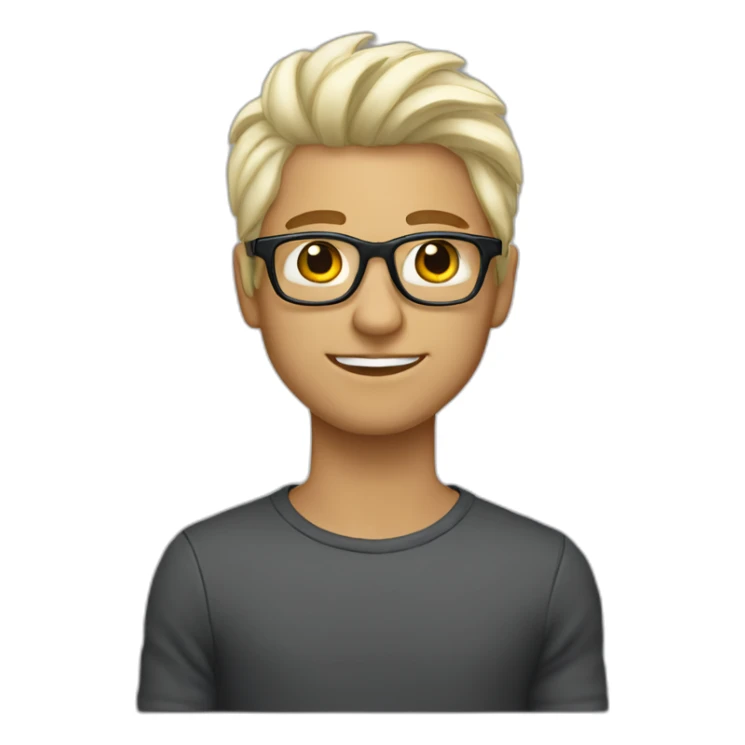 young guy with platinum blonde hair and tortoiseshell glasses sticker