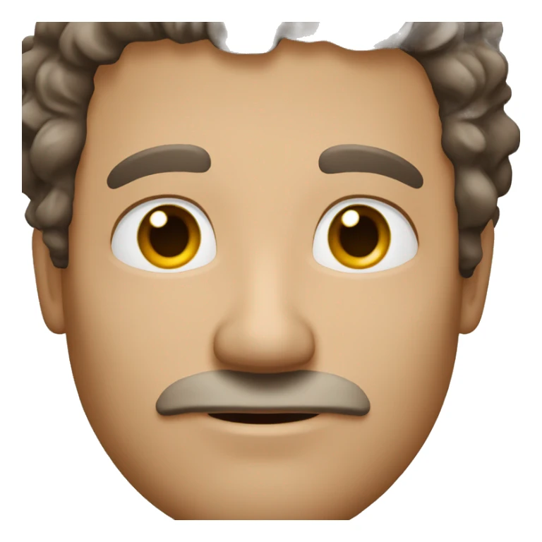 middle aged guy with brown curly hair, light eyebrows and a slighty bigger blushed nose sticker