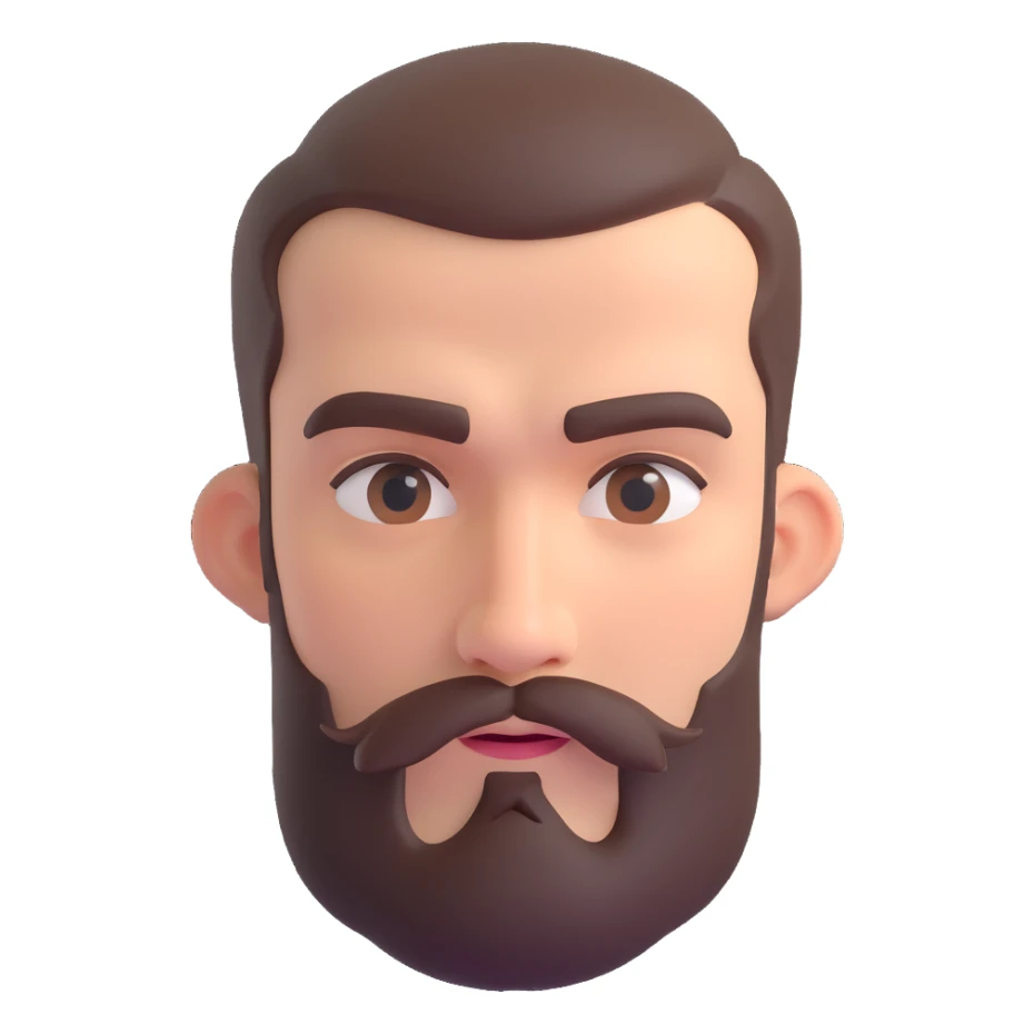 
<emoções>
{{Passar o sentimento de satisfação, de felicidade e leveza}}  
</emoções>

<elementos_visuais>
{{Um homem com barba média, cabelo curto e expressões fortes. De preferencia só um rosto flutuante}}  
</elementos_visuais> sticker