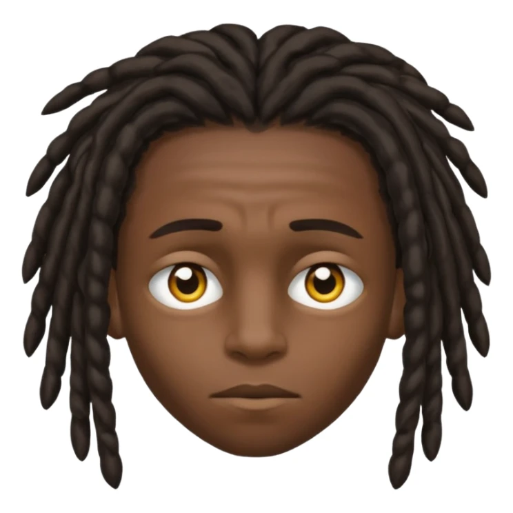 Dark-haired boy with medium-sized dreadlocks that cover part of his face, up to his eyes sticker