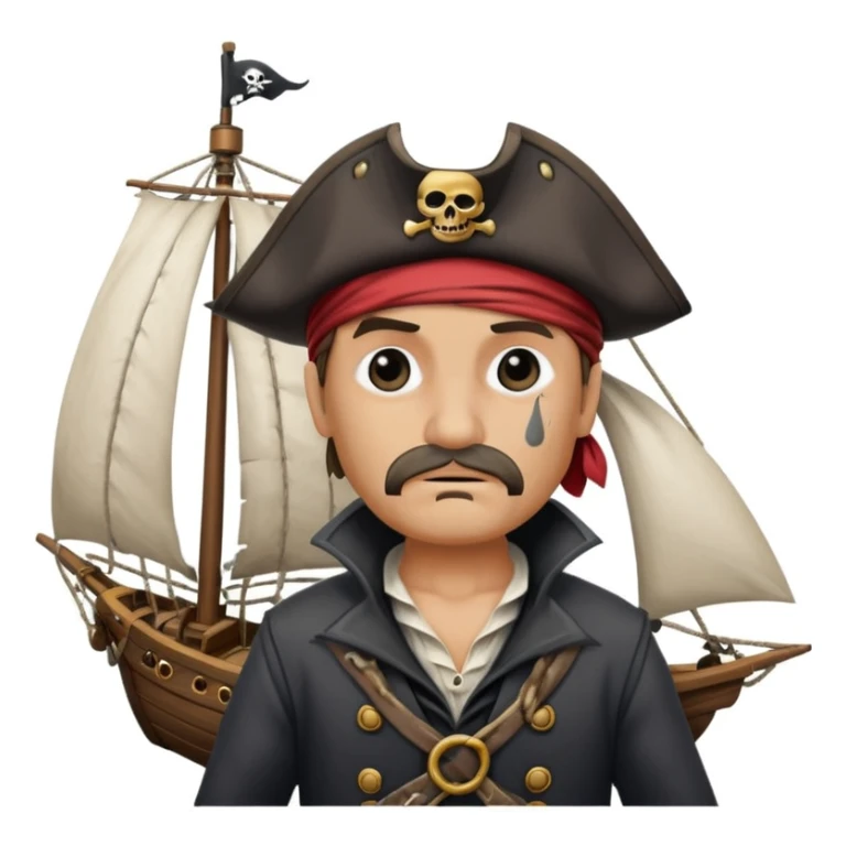 pirate with eye sailing a ship in strom sea background sticker
