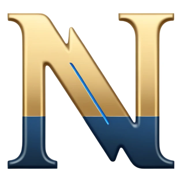 Bold Black-Blue-White-Gold Font Letter “N” sticker