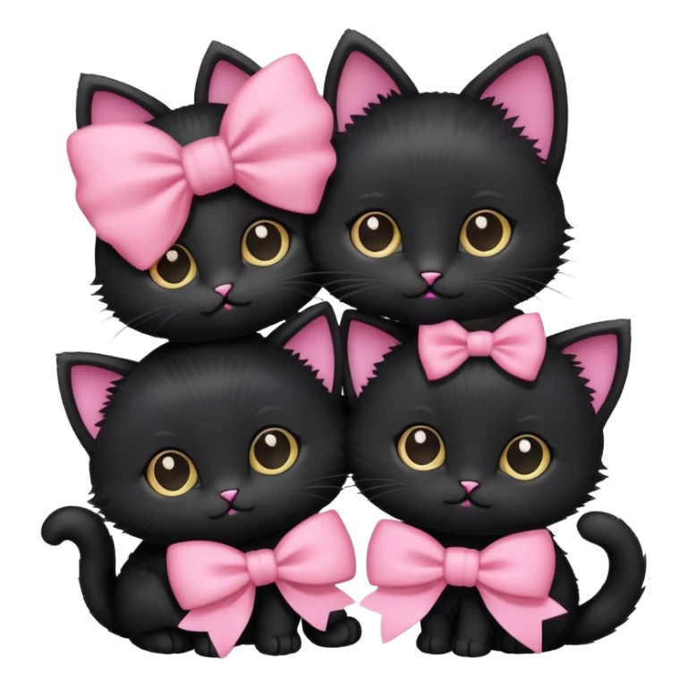 Two black kittens. One is wearing a black bow and one with a pink bow. sticker