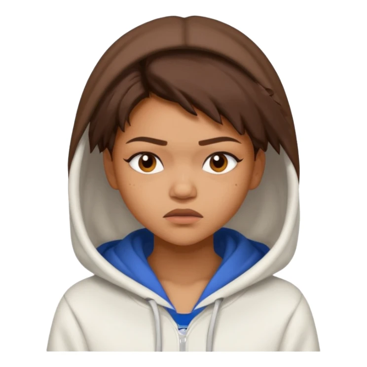 Zendaya in a white hoodie with an unimpressed face expression  sticker