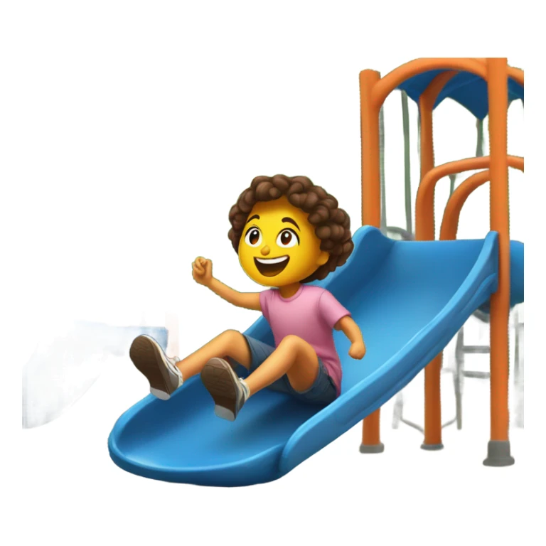 A kid skidding off a slide sticker