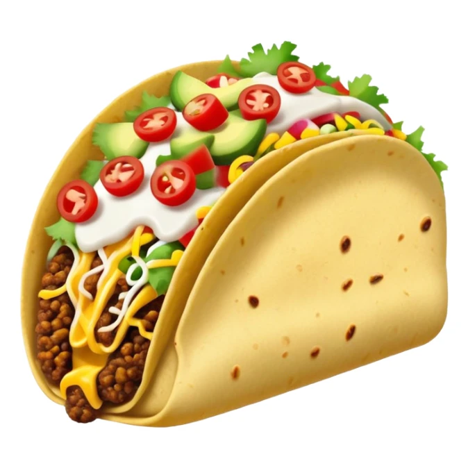 Street food taco with toppings in emoji style sticker