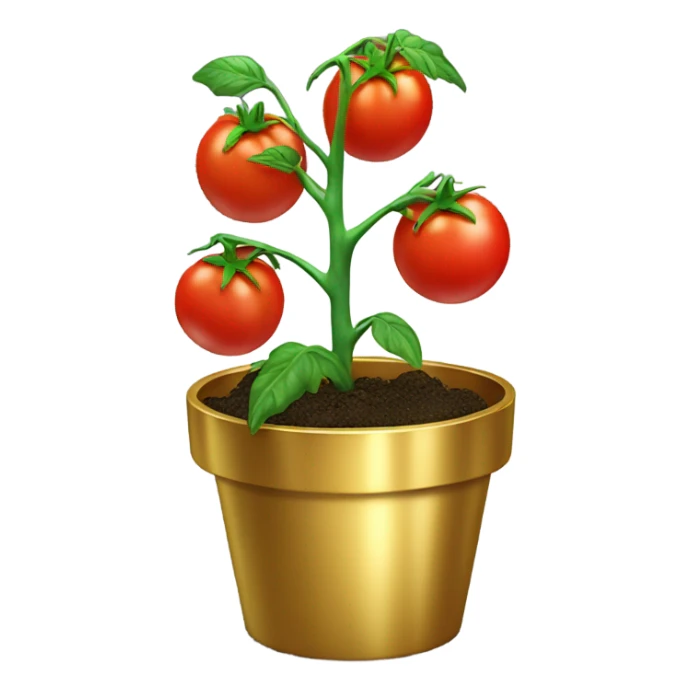 Tomato plant in gold pot sticker