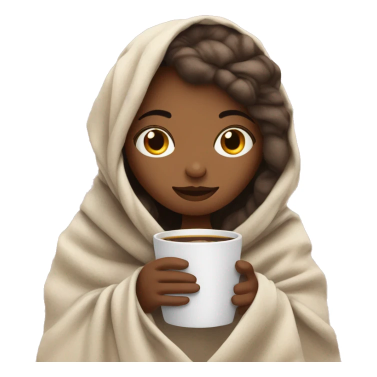 girl inside a blanket with split dyed hair sipping coffee eyes closed sticker