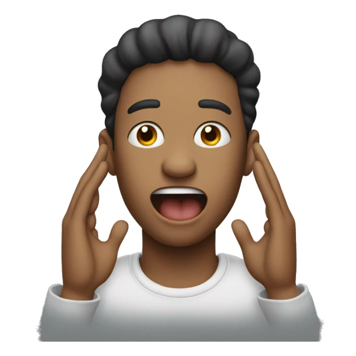 person holding their neck with both hands and tongue out sticker