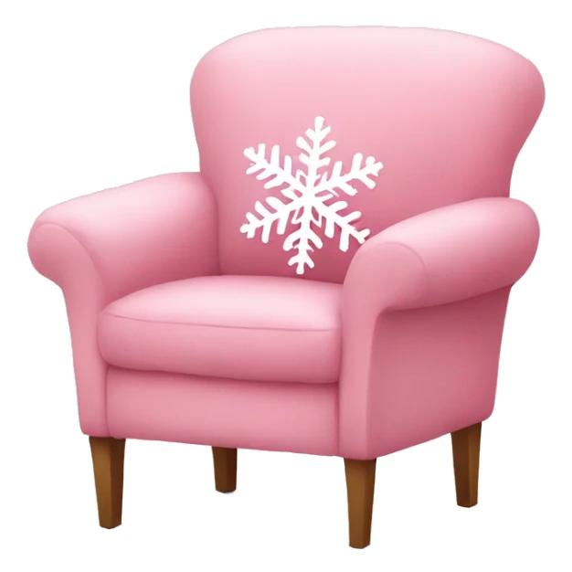 A soft cozy pink armchair with a snowflake pillow sticker