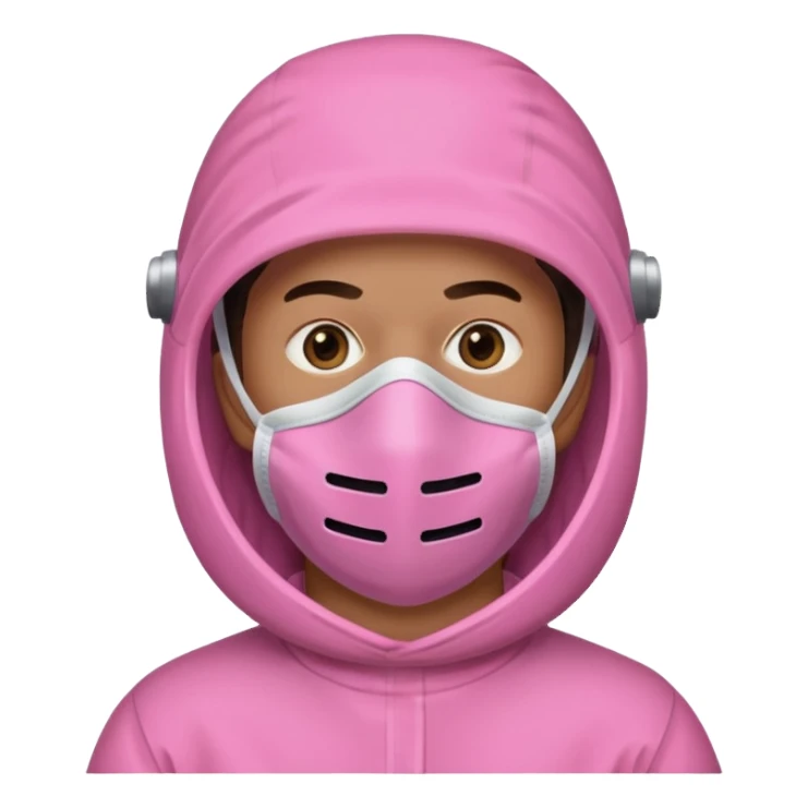 man in pink protection clothes with full-faced pink mask covered whole face sticker