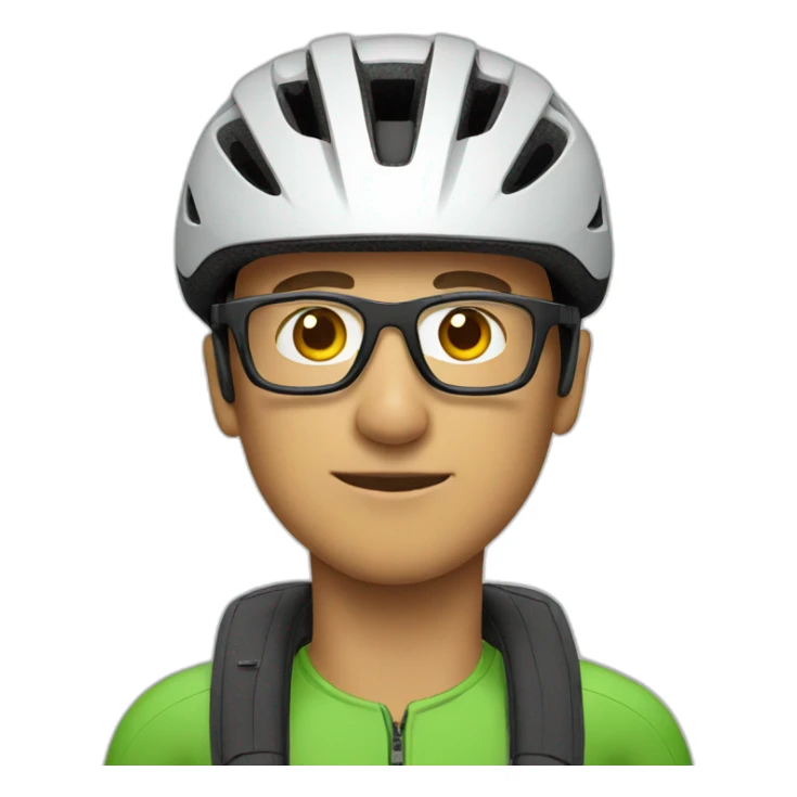 Man with cycling helmet with glasses sticker
